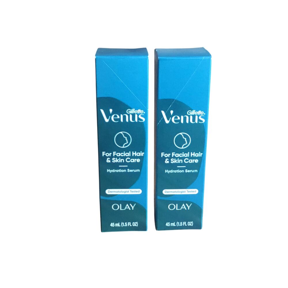 2 Pack Gillette Venus Olay Facial Hair & Skin Care Hydration Serum 1.5 oz